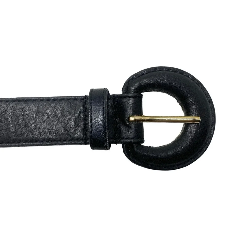 Diane Von Furstenberg Womens Solid Black Genuine Leather Belt Size S / M